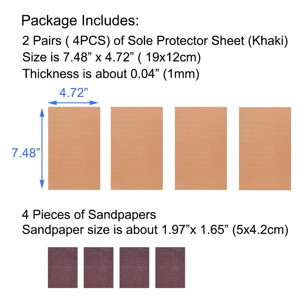 UNIKSTEP 4 Pieces Shoe Sole Protectors, 7.48×4.72″ (19x12cm), Khaki