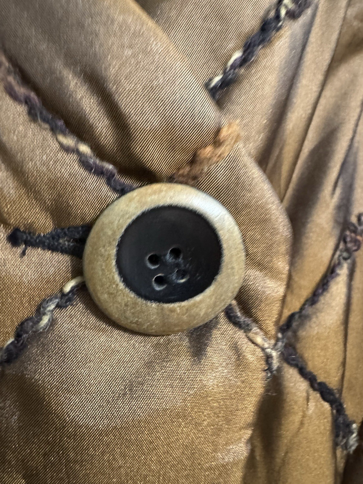 Wraps By Canvasbacks Size Medium Button Quilted Wool Blend Coat Embellished