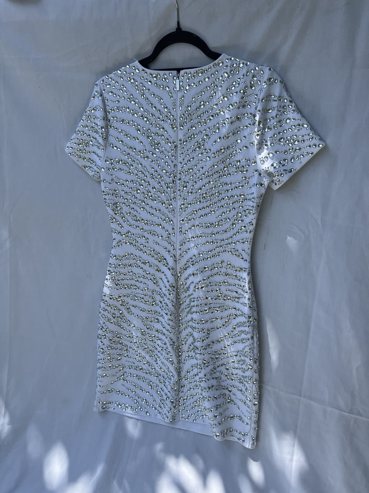 Michael Kors White Silver Rhinestone Sheath Dress Short Sleeve New With Tags S