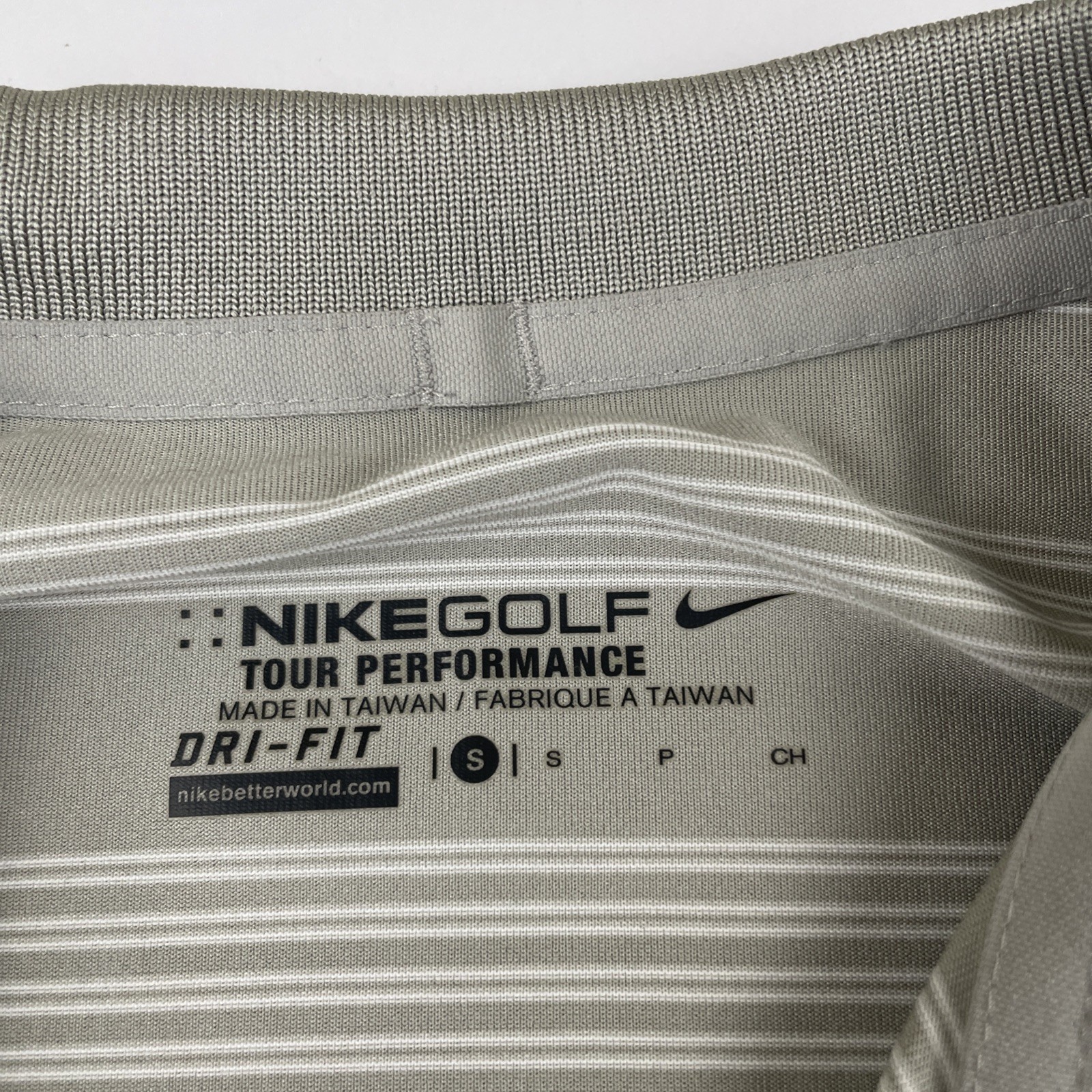 Nike Golf Tour Performance Polo Shirt Men’s S Dri-FIT Striped Gray Sponsored