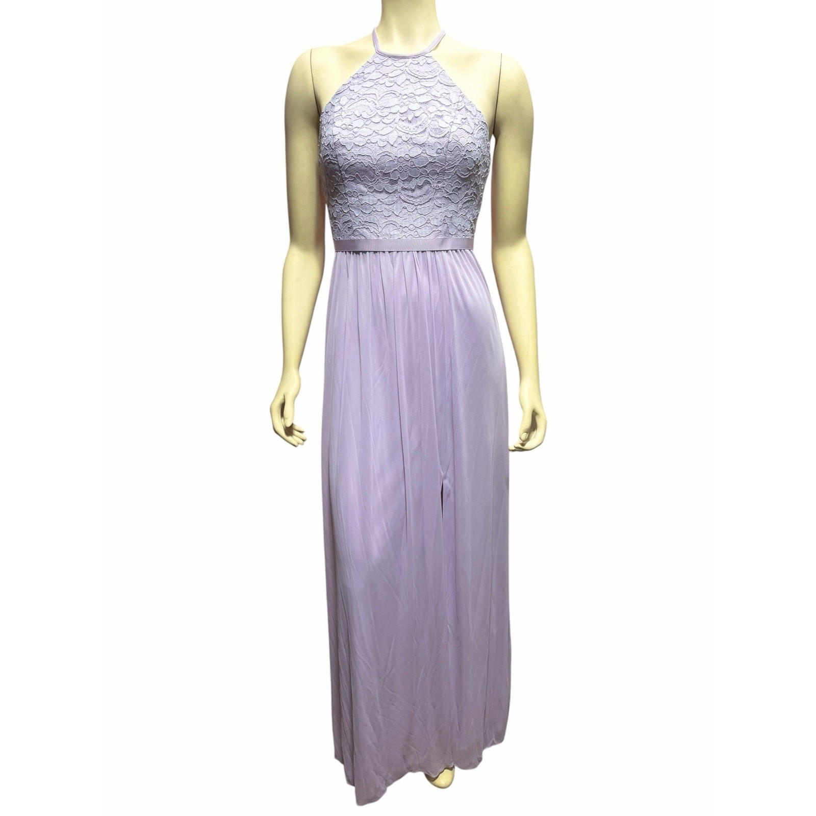 NWT David’s Bridal Lavender Lace Open Back Maxi Dress Formal Prom Bridesmaid