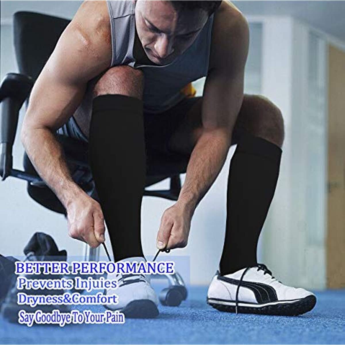 3 Pairs Compression Socks Pain Relief Calf Leg Foot Support Stocking Men&Women