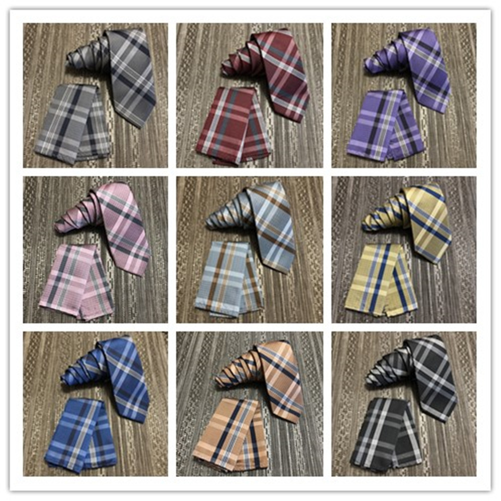 MEN’S STRIPES PLAIDS Skinny Slim 2.75″ Necktie and Hankie Wedding Party Prom