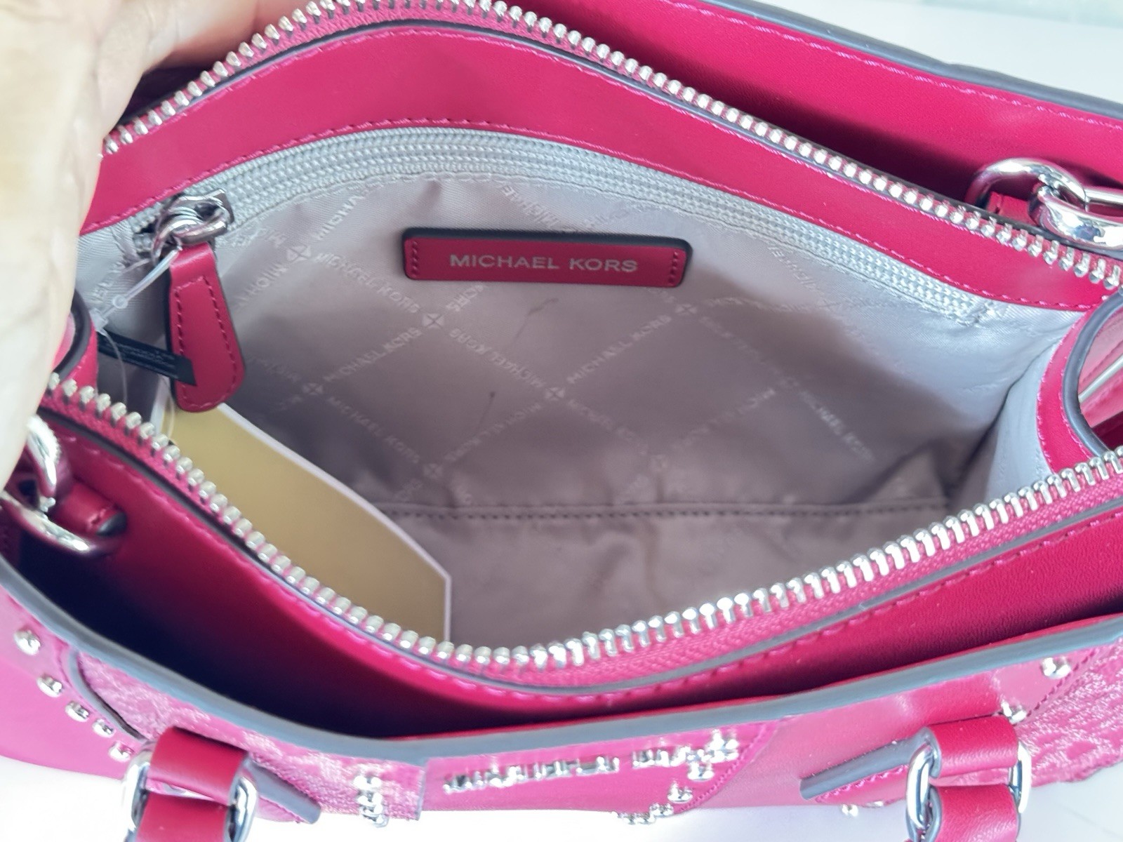 MICHAEL KORS SHEILA SMALL CENTER ZIP SATCHEL SHOULDER BAG MK DARK RASPBERRY
