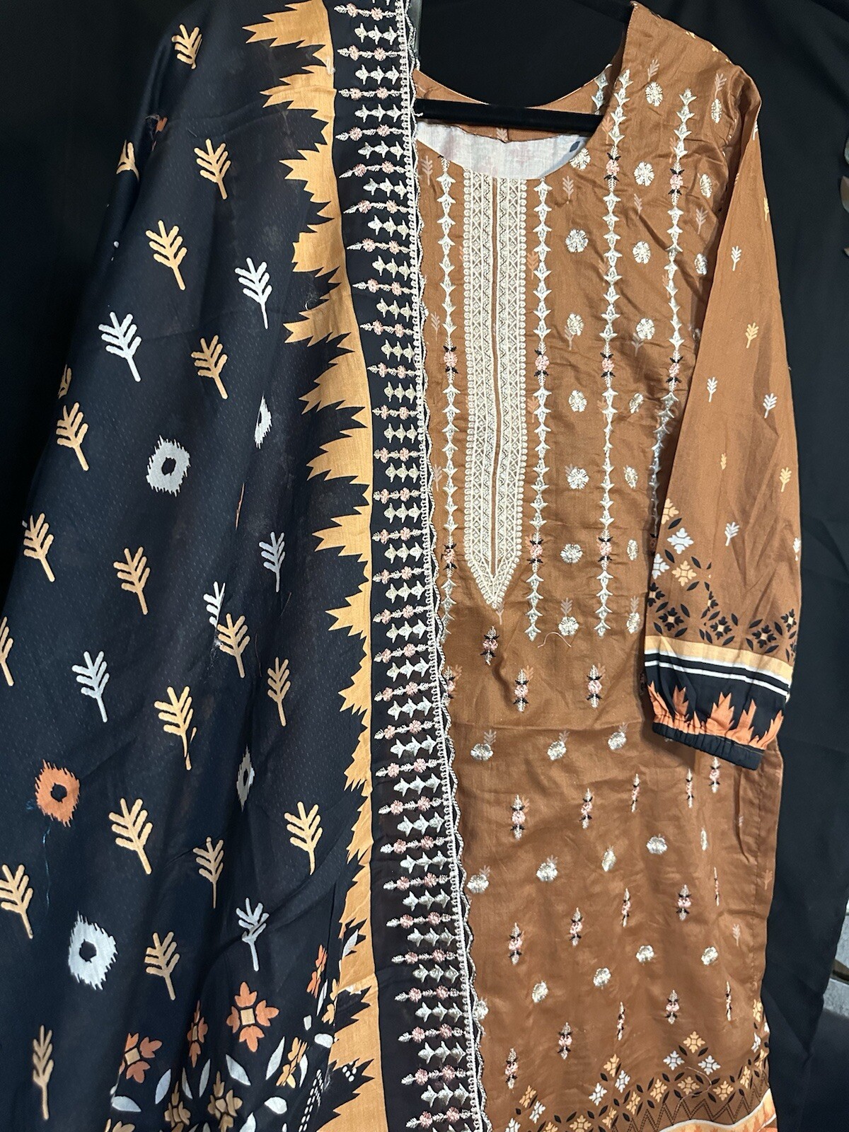 Beautiful Lawn Cotton Suit For Summer, Emb Shirt And Emb Dupatta- Large – $35