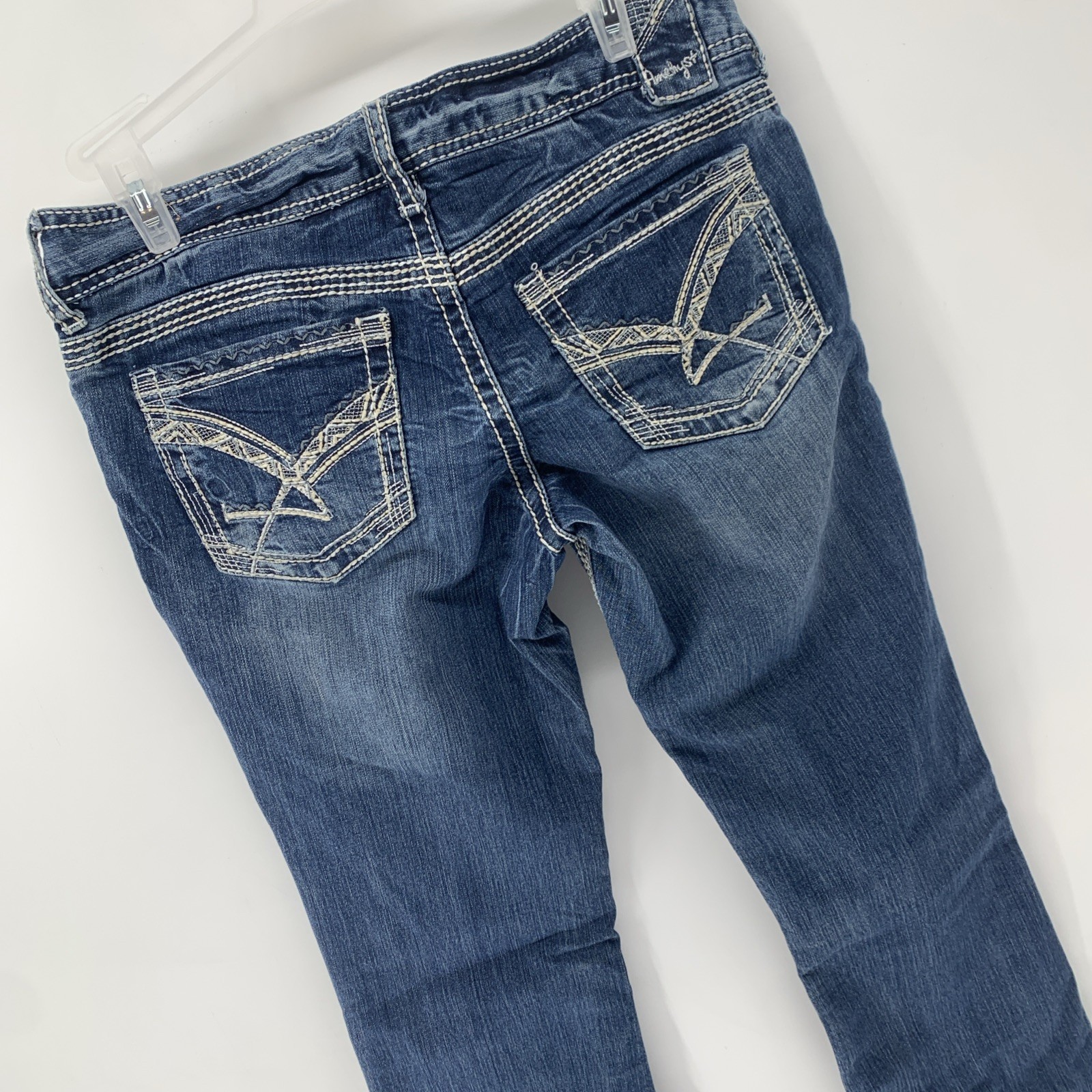 Amethyst Y2K Low Rise Bootcut Jeans Flare Blue Denim Western Size 7 PocketAccent
