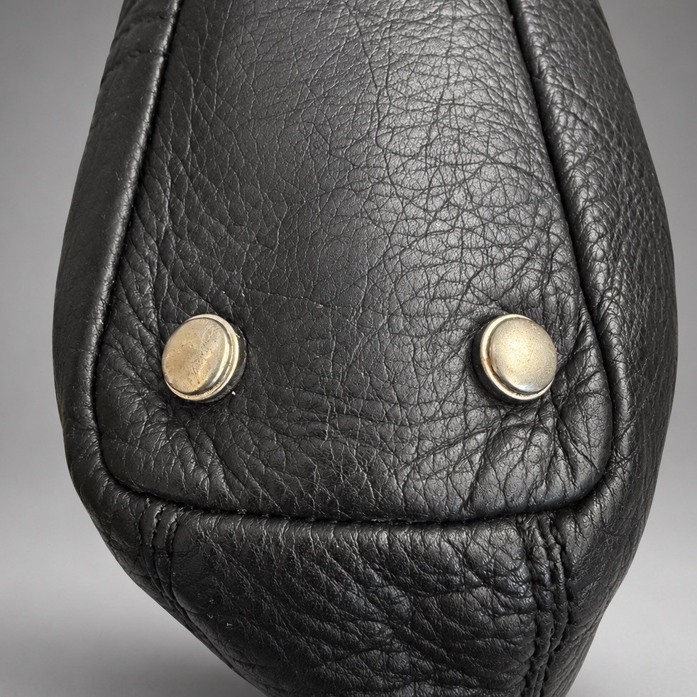 B Makowsky Studded Black Large Shoulder Bag 100% Leather Purse Y2K Vintage