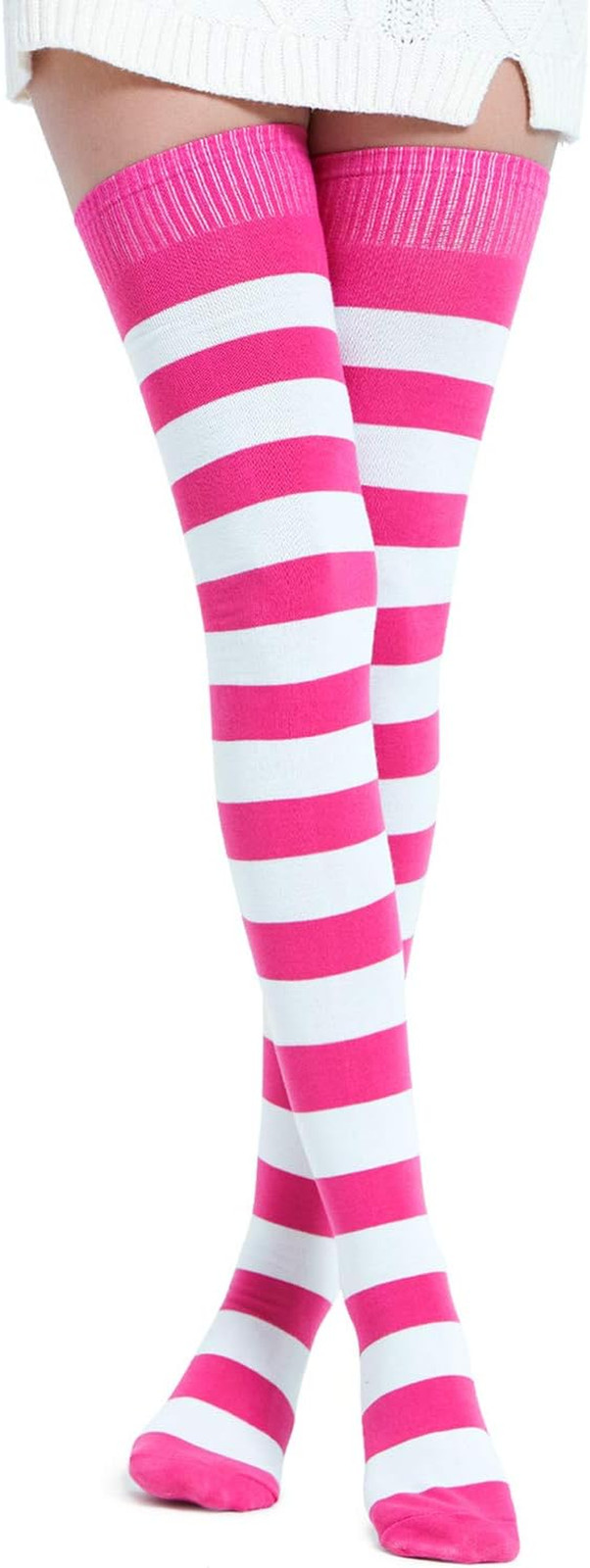 Extra Long Cotton Stripe Thigh High Socks over the Knee High Socks