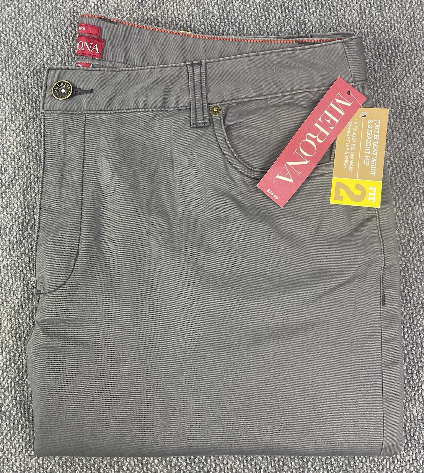 MERONA Stretch Women’s Size 16 FIT 2 Gray 98% Cotton Pants “fit 38×32” NWT