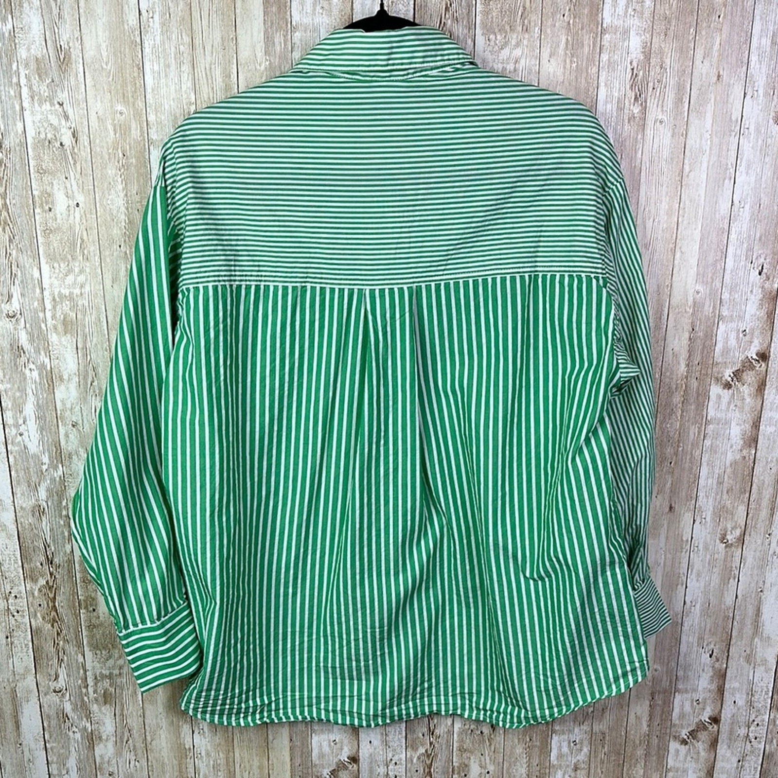 CAbi Green Striped oversized dads Shirt