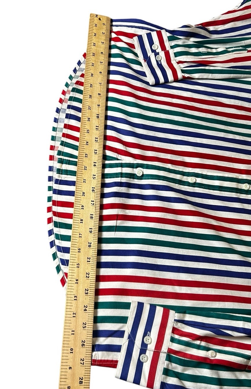 VTG Boston Traders Preppy Button Down Shirt Size XL Striped Colorful Nautical