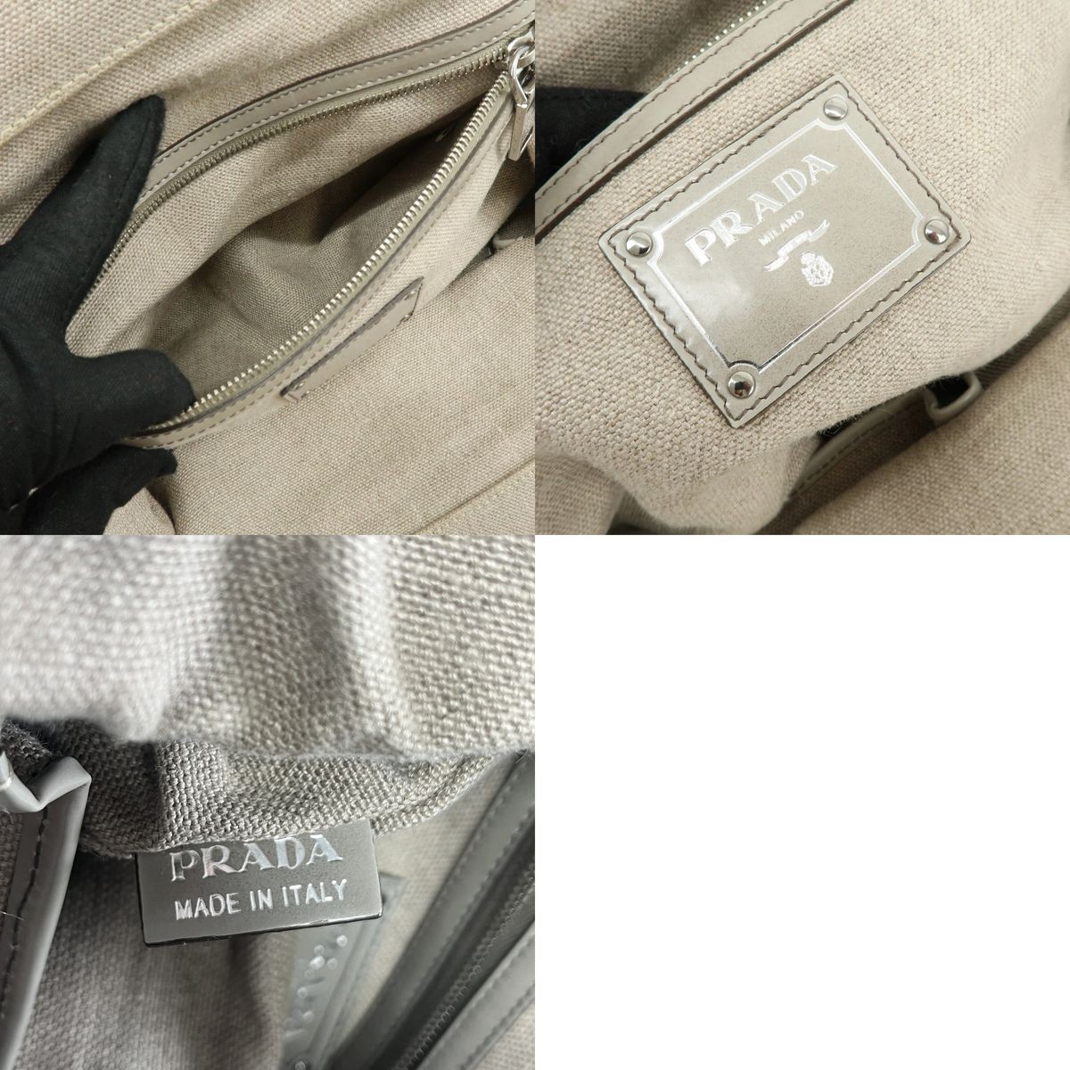 PRADA Mistolino Boston Bag Hand Bag Natural BN1886 Authentic Used