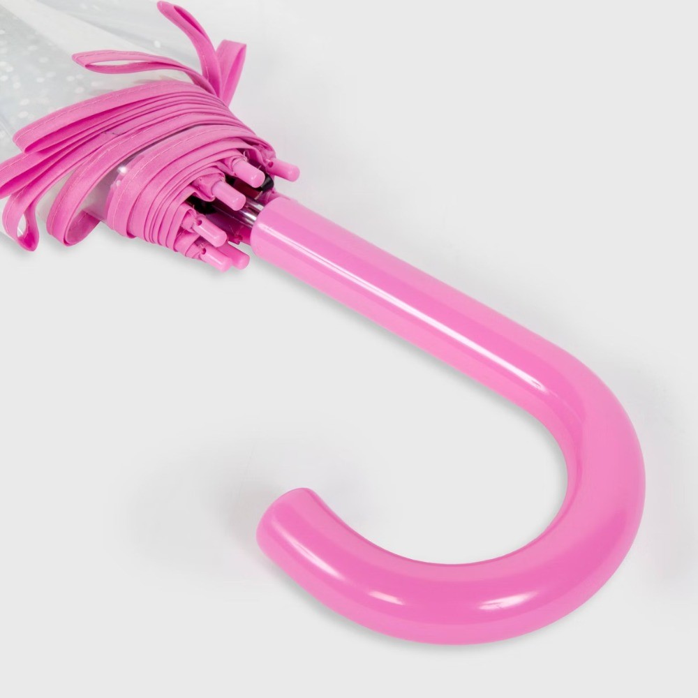 Bubble Umbrella – Pearl Pink: Manual Solid Design, Plastic Handle, 52″ Span