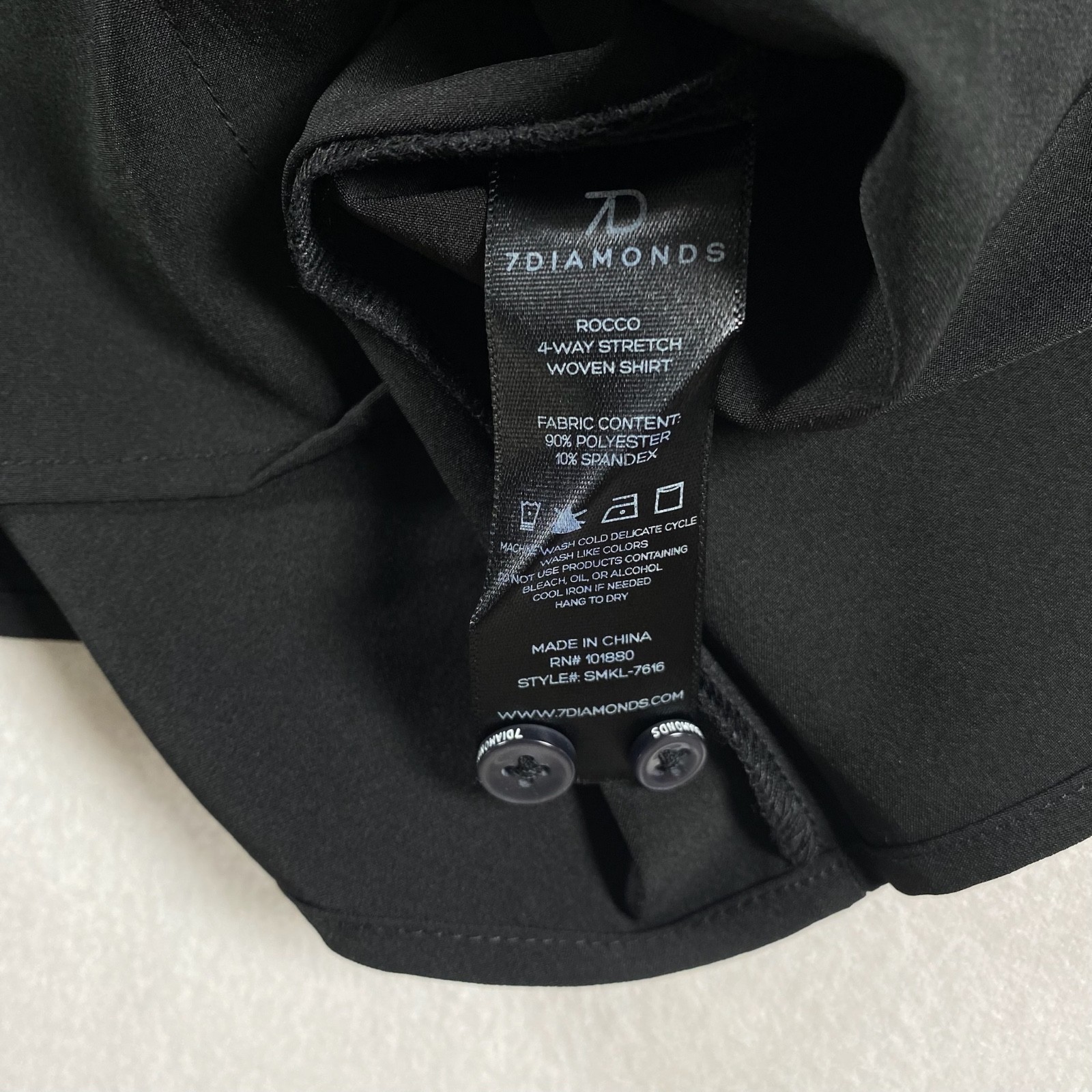 7 Diamonds Rocco 4-Way Stretch Performnce Shirt Large Black Moisture Wicking NWT