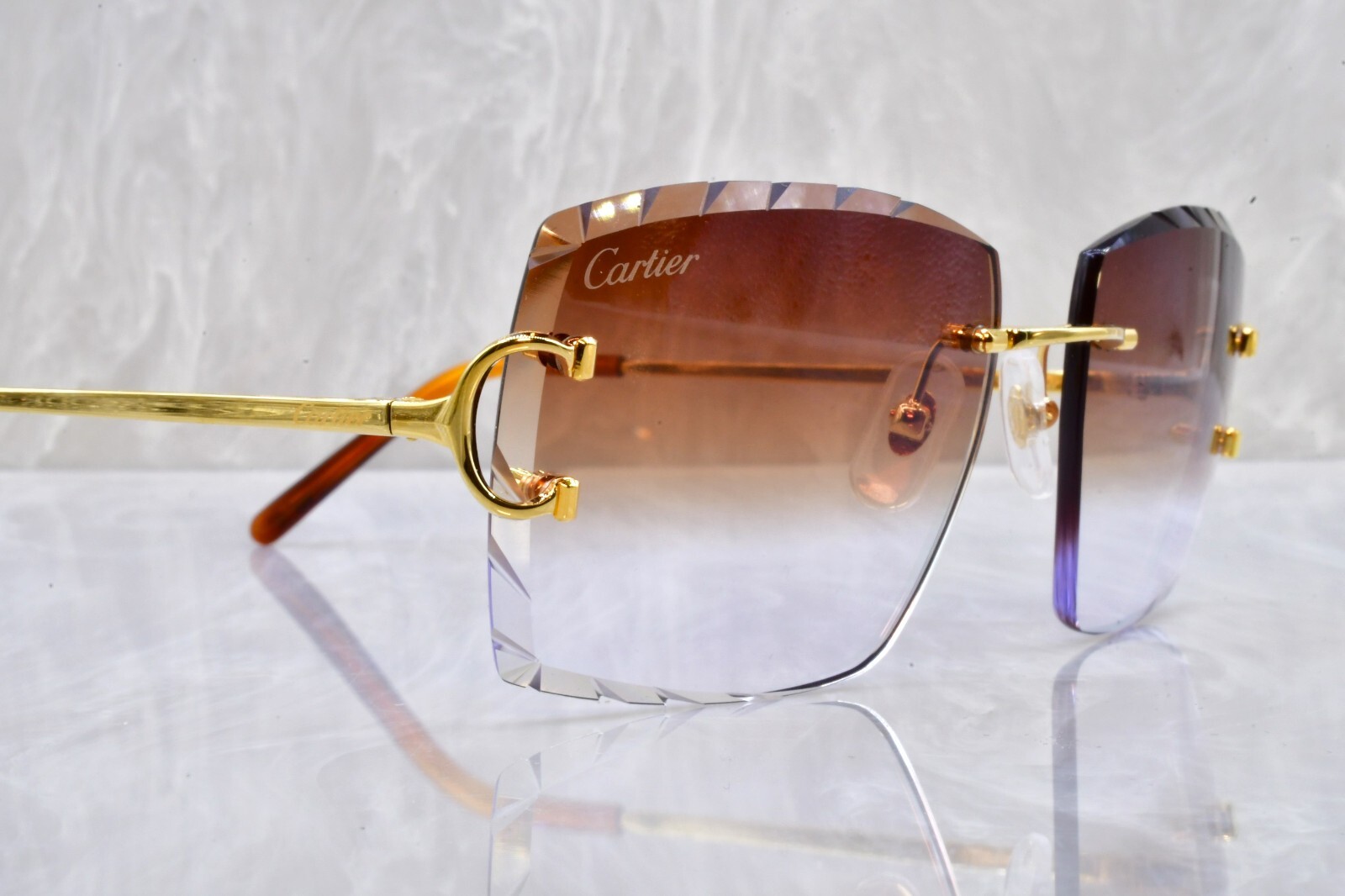 Cartier rimless Diamond cut sunglasses glasses BIG C decor CT0092O Piccadilly