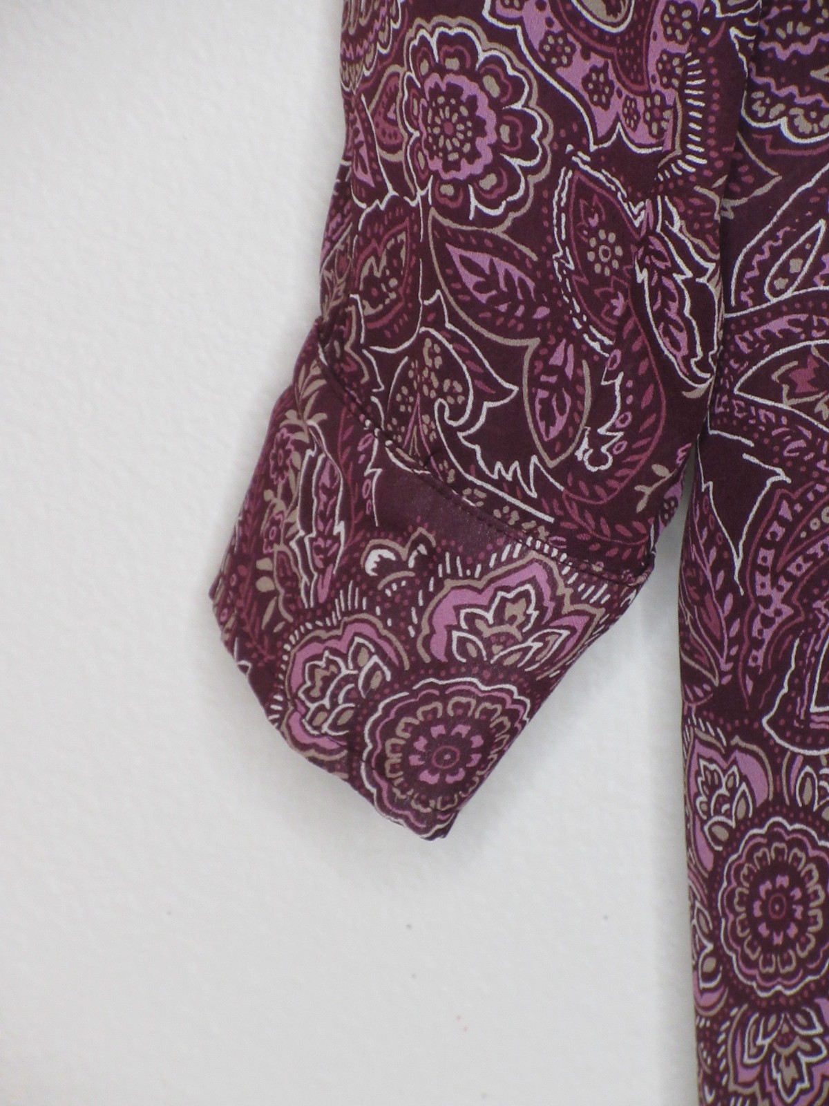 Cold Water Creek Womens Plus Size Purple Paisley Print Sheer Shirt Dress 2X B 53