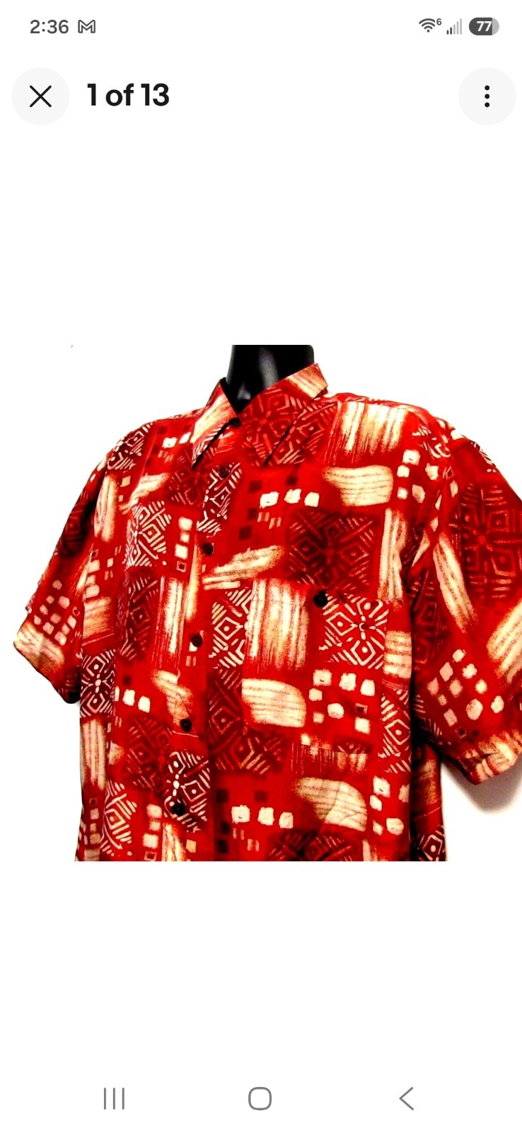 Massini Hawiian Shirt Mens XL 100% Silk Rust & Brown Geometric Tribal Pattern