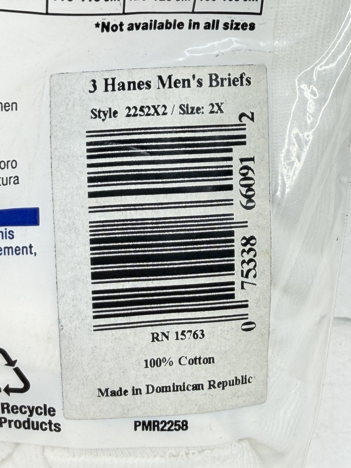 Vintage Hanes Briefs Mens 2XL 44-46” Waist White Underwear 3pk PMR2258 NOS Y2K