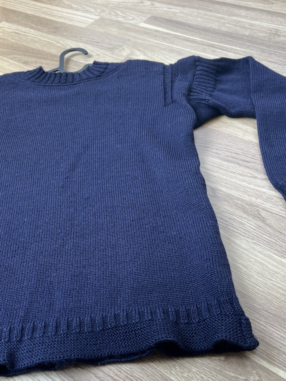 Le Tricoteur Guernsey Jumper Style Small Navy Pure British Wool Fisherman