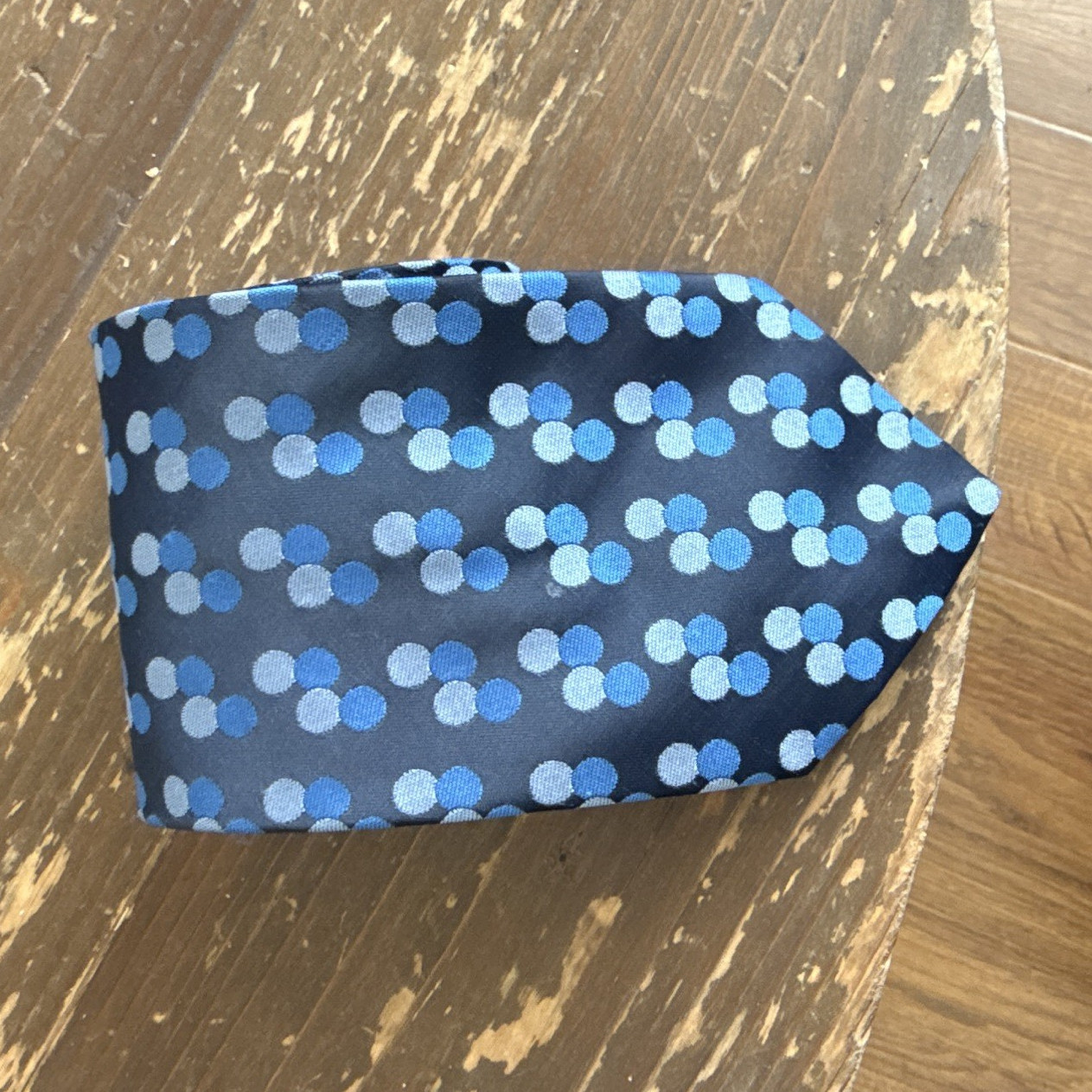 Stan Herman for JetBlue Navy Blue Polka Dot Woven Logo Necktie, Men’s