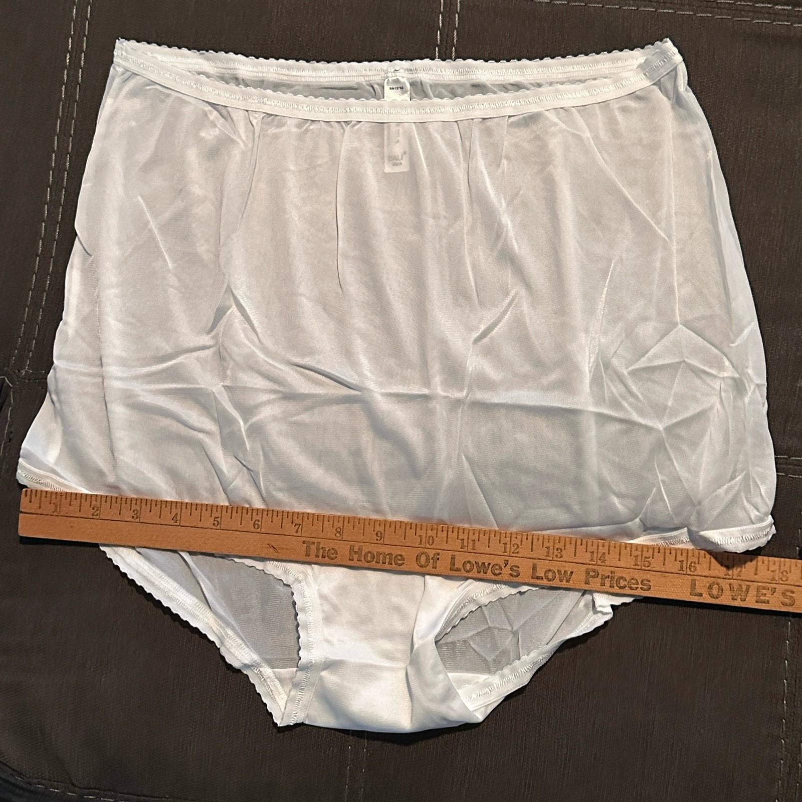 3 PAIR Bali 26210 White 2XL/9 100% Nylon Satin Full Cut Brief Panties High Waist