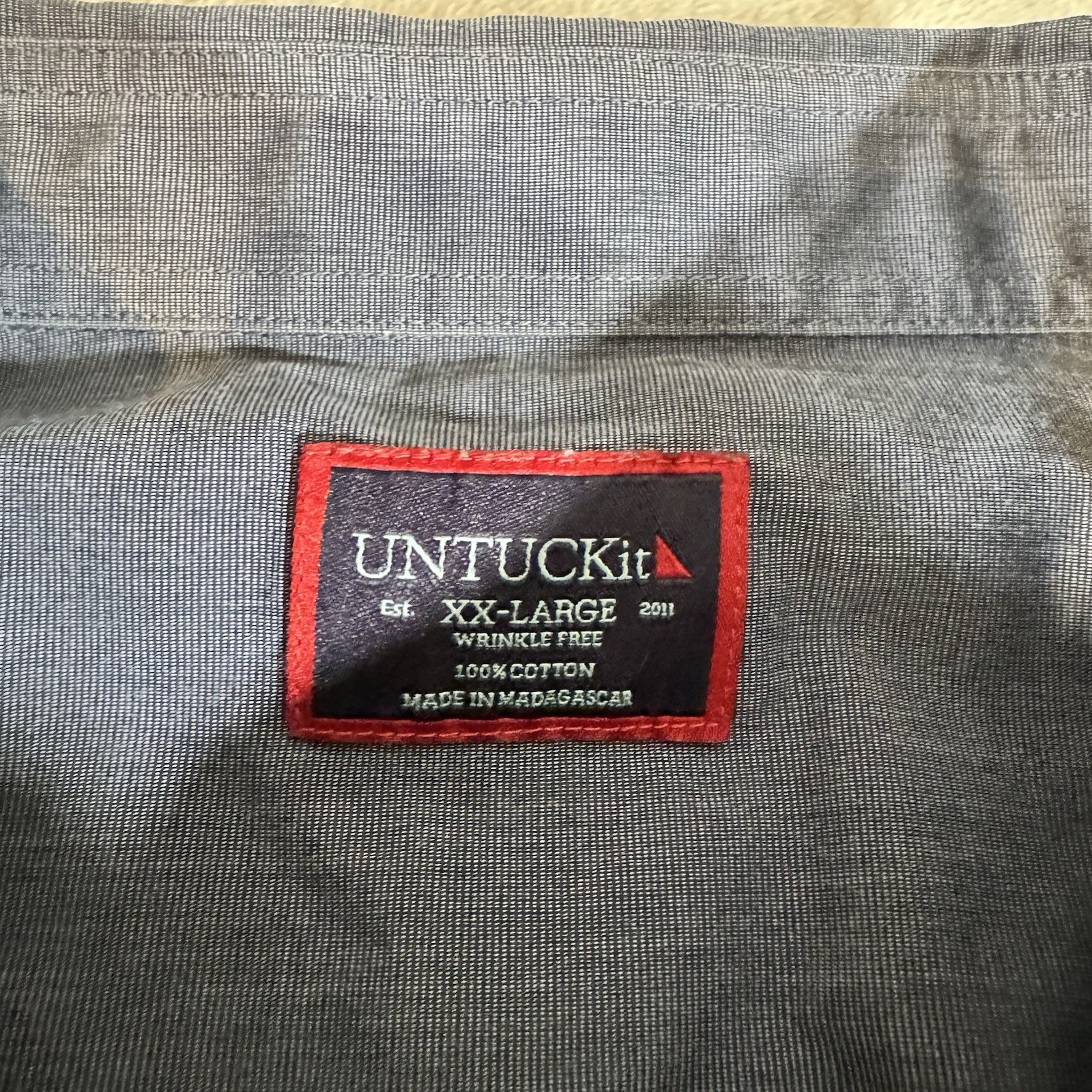 UNTUCKit Grey Stone Shirt Mens 2XL Long Sleeve Relaxed Fit Cotton