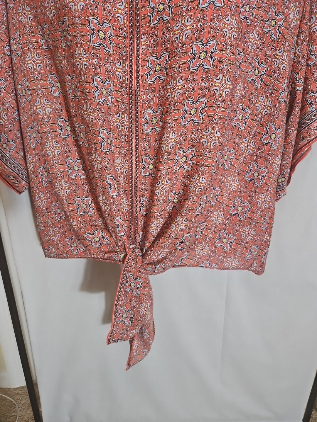 NEW MAX STUDIO Top Women 3X Plus Multicolor Floral S Sleeve Lightweight Blouse