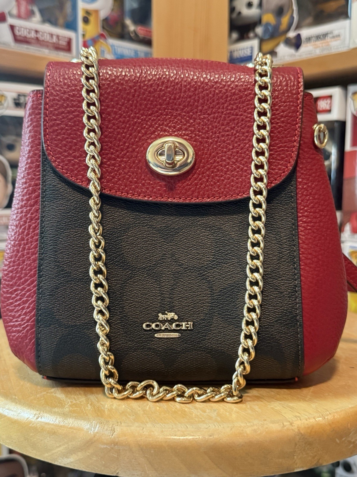 Coach C5678 Convertible Mini Backpack Signature Canvas Pebbled Leather used rare