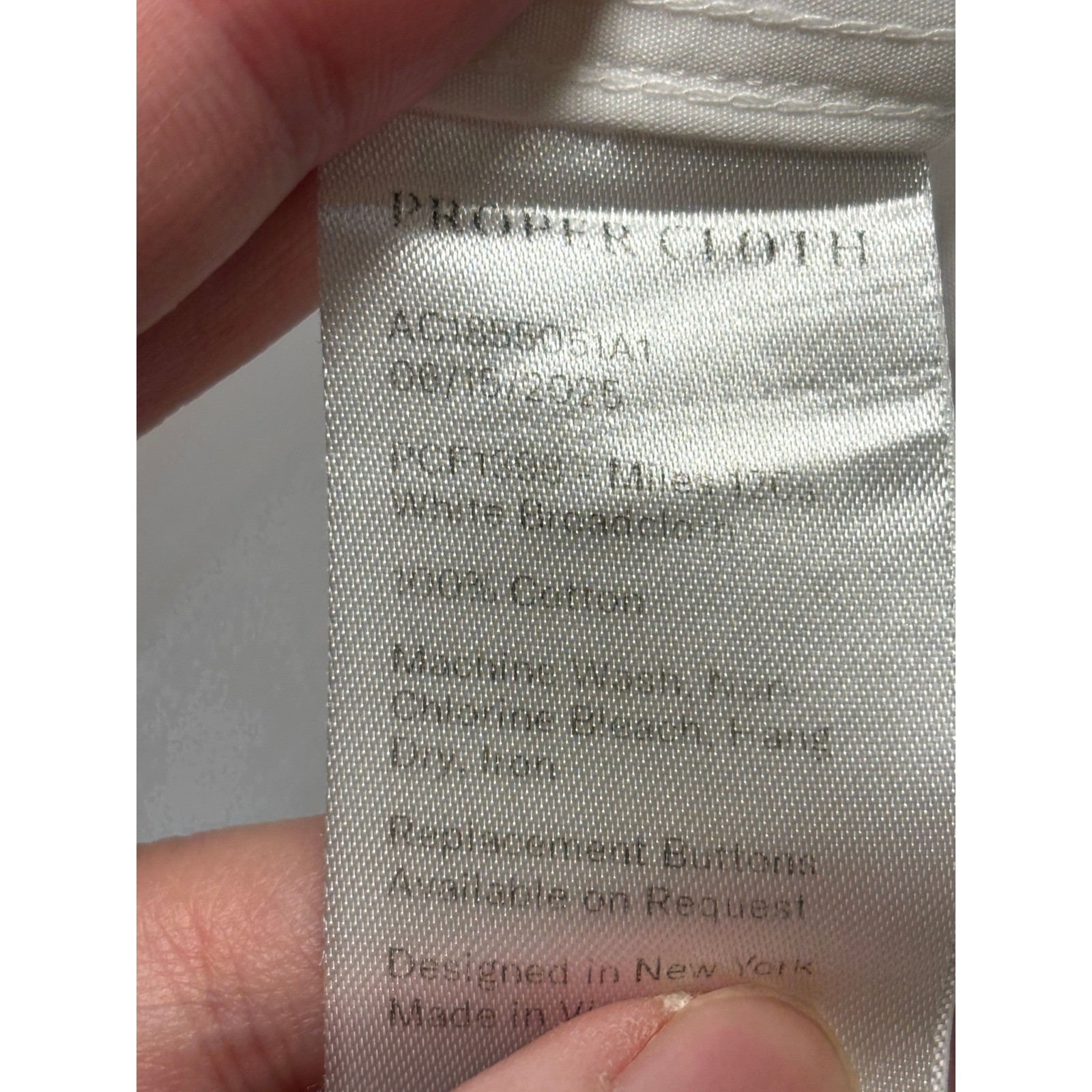 Proper Cloth Mens White Broadcloth Dress Shirt French Cuff 18.5 37 AC1855051A1