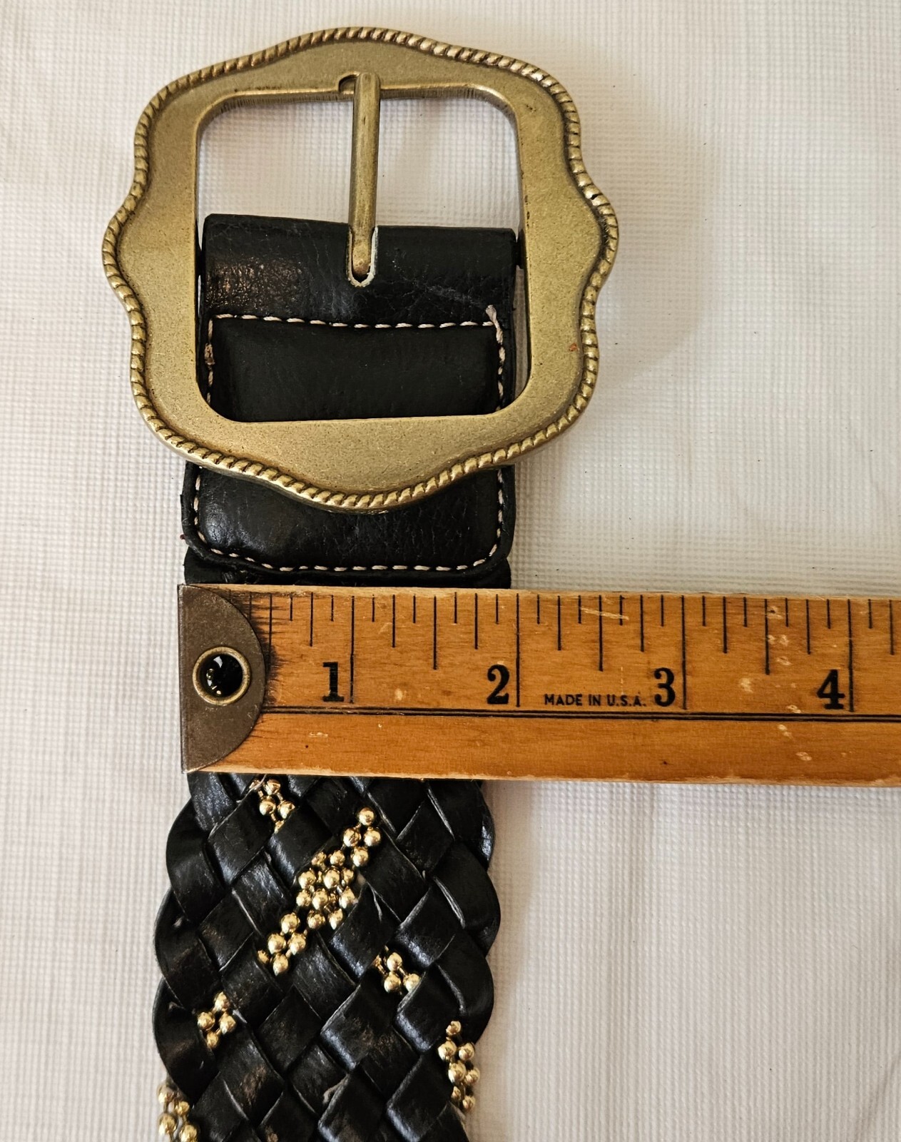 Kathy Van Zeeland Belt Black Woven Bead Man Made Material Design Large