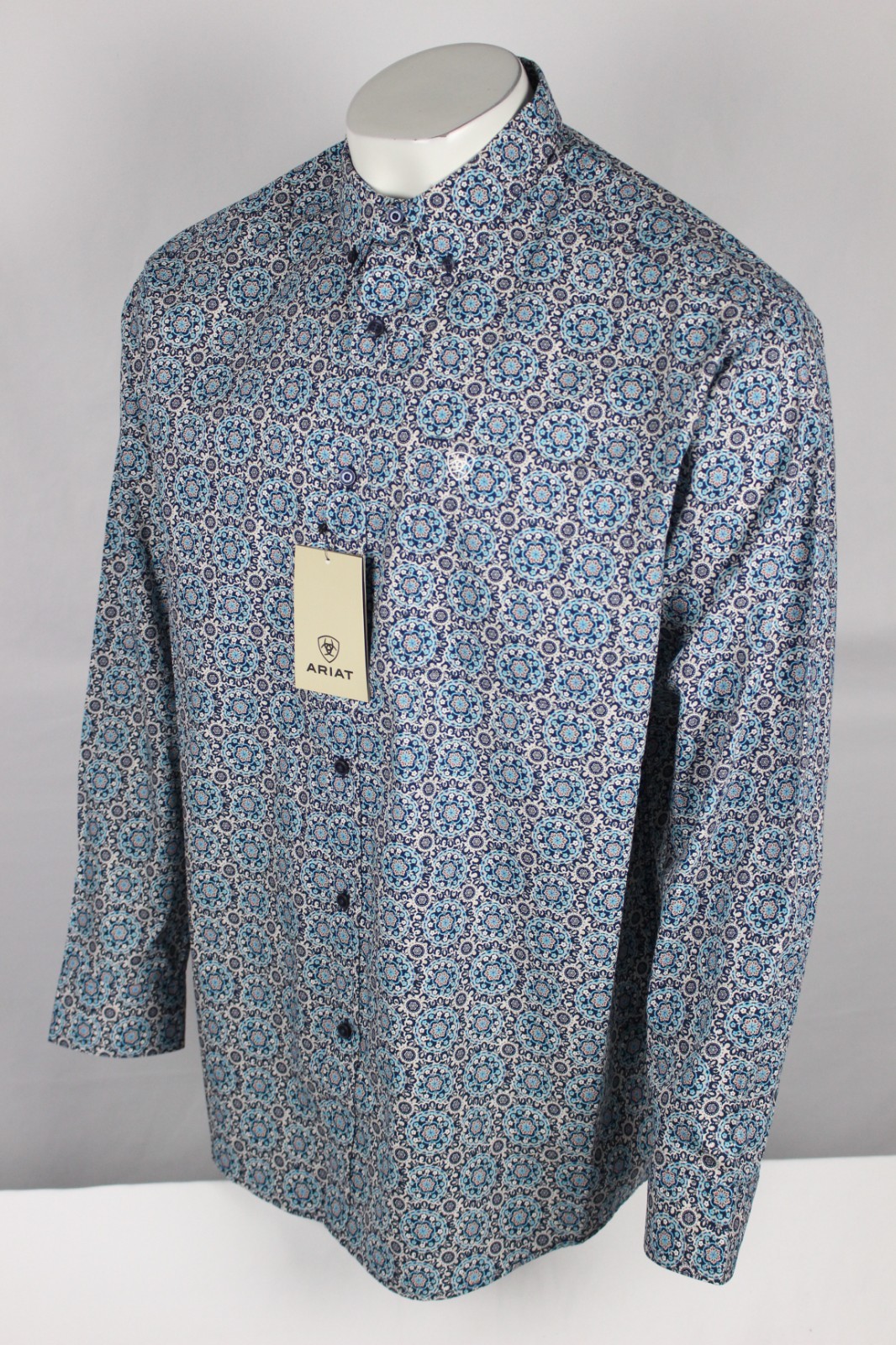 Ariat Men’s Santiago Long Sleeve Western Shirt Classic Fit Dark Teal 10058967