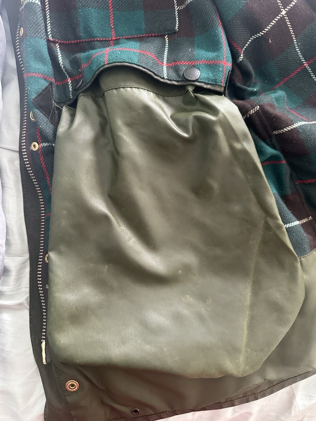 Men’s 1993 Barbour Northumbria Waxed Canvas Jacket c40 England Sage Green 8 oz