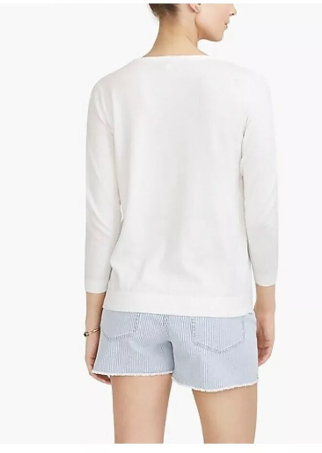 J.Crew Factory Ivory Embroidered V-Neck Sweater XXS NWT