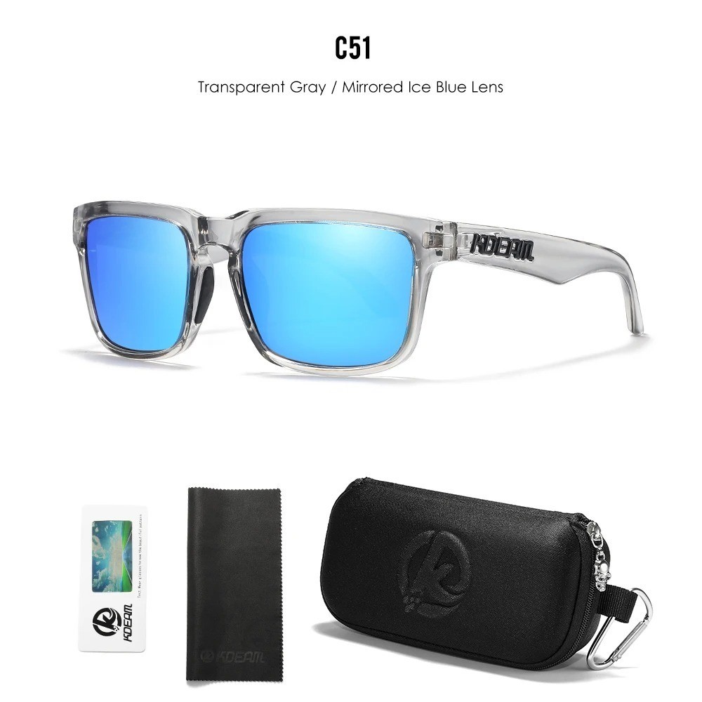 KDEAM Polarized Square Sunglasses UV400 Outdoor Driving Fishing Men Women Case