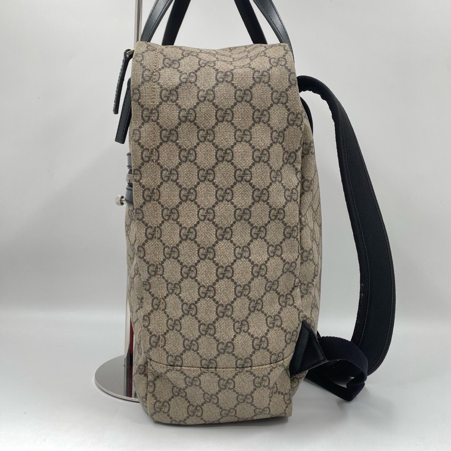 Gucci Sherry Ophidia GG Supreme Monogram Backpack Beige Canvas Web Black 051809