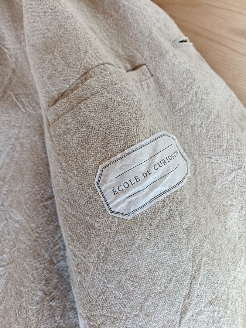ECOLE DE CURIOSITES Linen Ramie Tightly Woven Jacket Size M Washed Out Finish