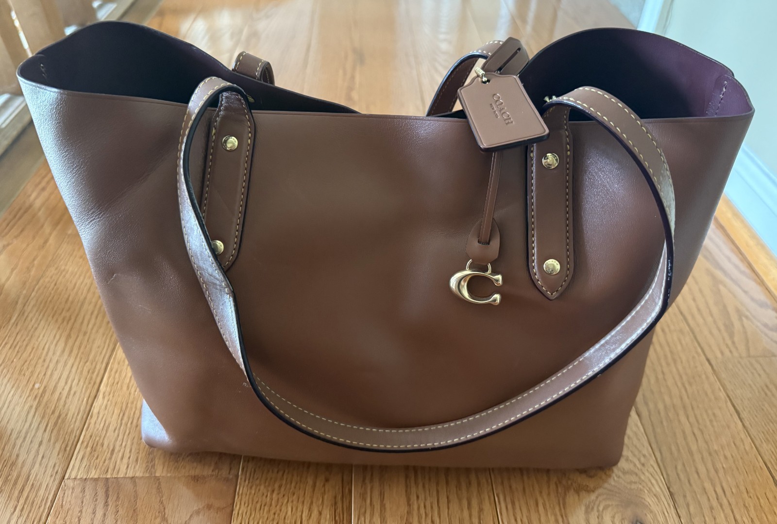 COACH Central Tote Saddle Calf Leather w/ Brass Hardware Shoulder Bag