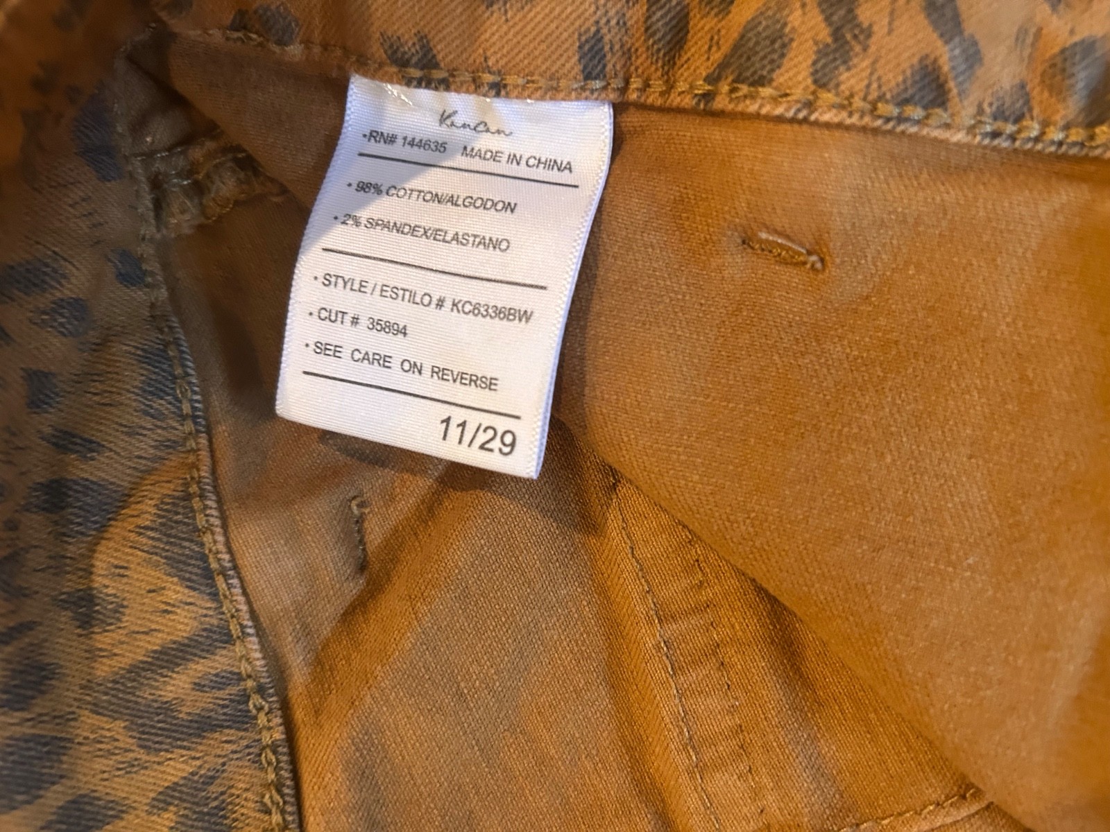 Kancan USA Adelaide High Rise Super Skinny cargo pants featuring a leopard print