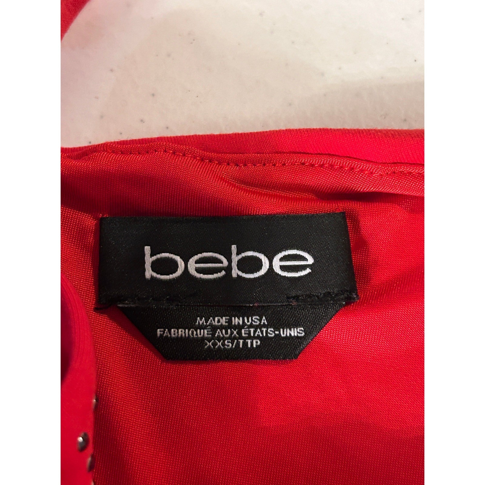 Bebe Red Fitted Mini Dress Bodycon xxsmall Sexy Party Clubbing