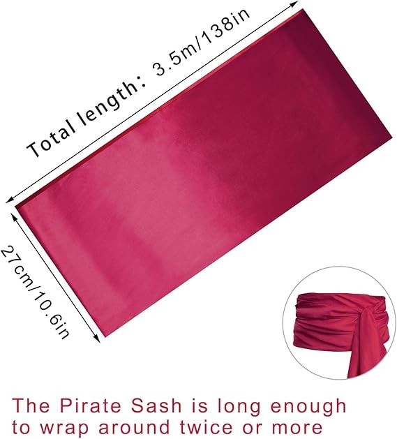 Satin Pirate Sash Medieval Renaissance Waist Belt for Halloween Costume