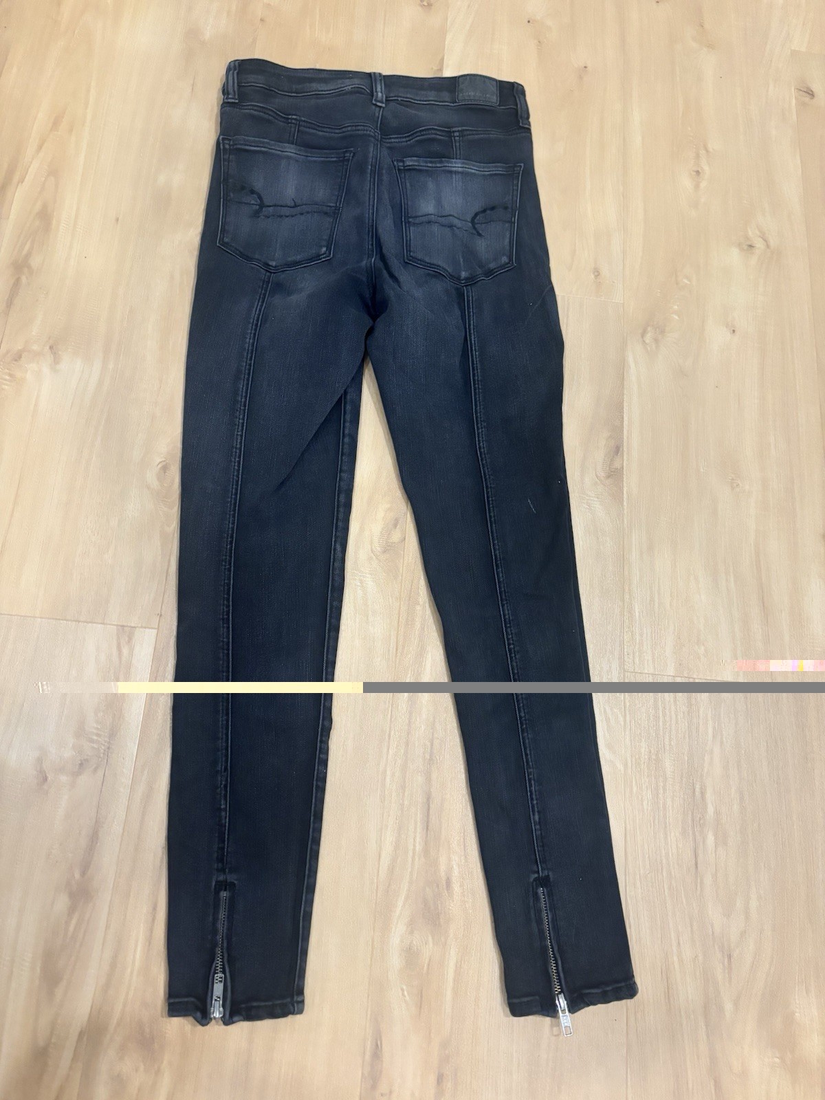 American Eagle Black Distressed Next Level Stretch Highest Rise Jegging Jean Sz6