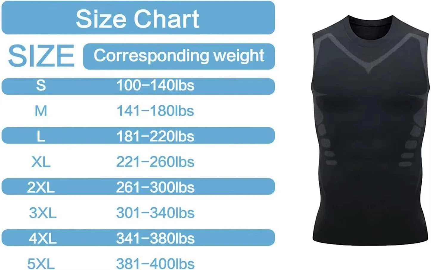 Men Compression Shirt Version Ionic Shaping Sleeveless Vest Sport Tank Top S-2XL
