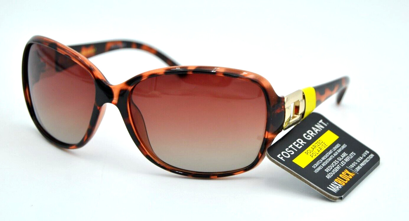 Foster Grant MaxBlock Brown POLARIZED Sunglasses POPPET POL 100% UV Protection