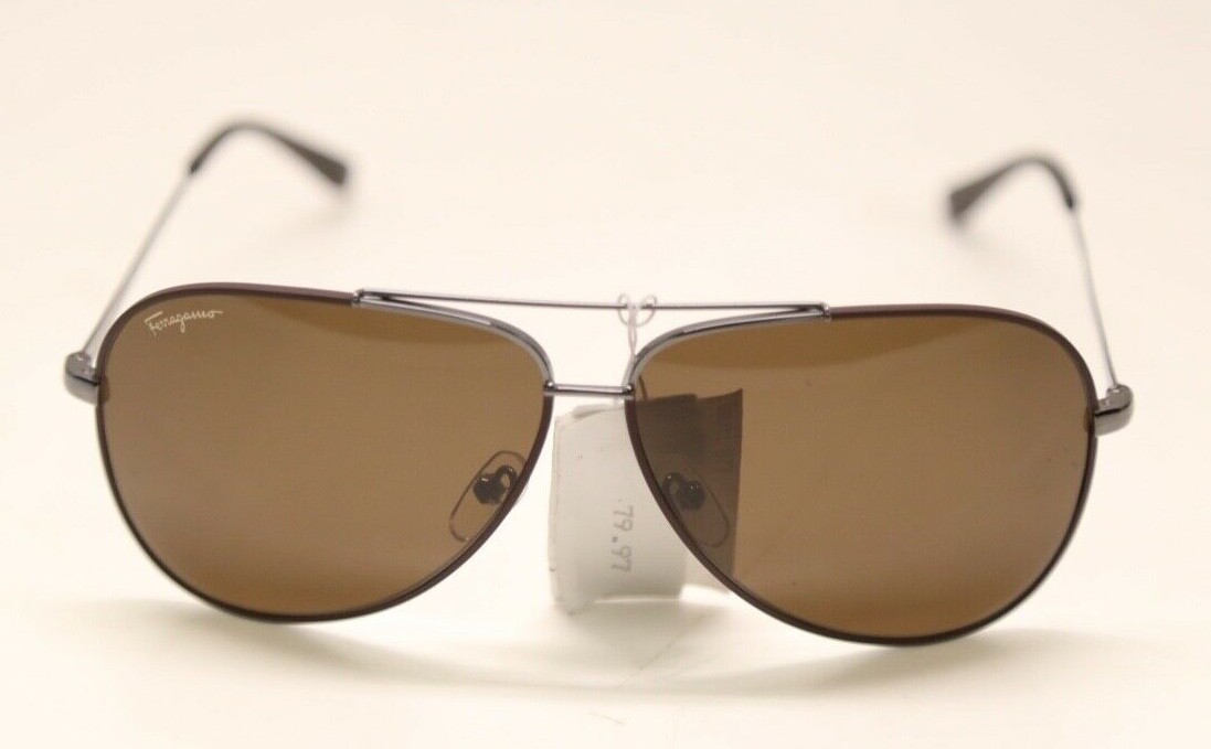 SALVATORE FERRAGAMO SF131S 067 Shiny Gunmetal Cocoa 60mm Sunglasses (#1109)