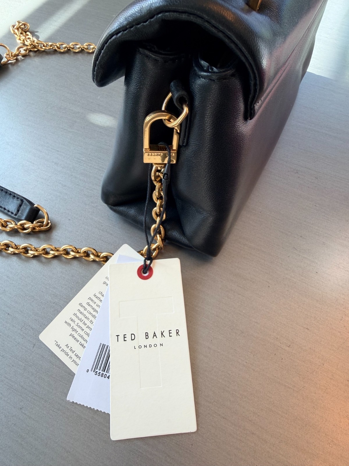 Ted Baker London Poppy Moon Black Leather Top Handle Bag NWT