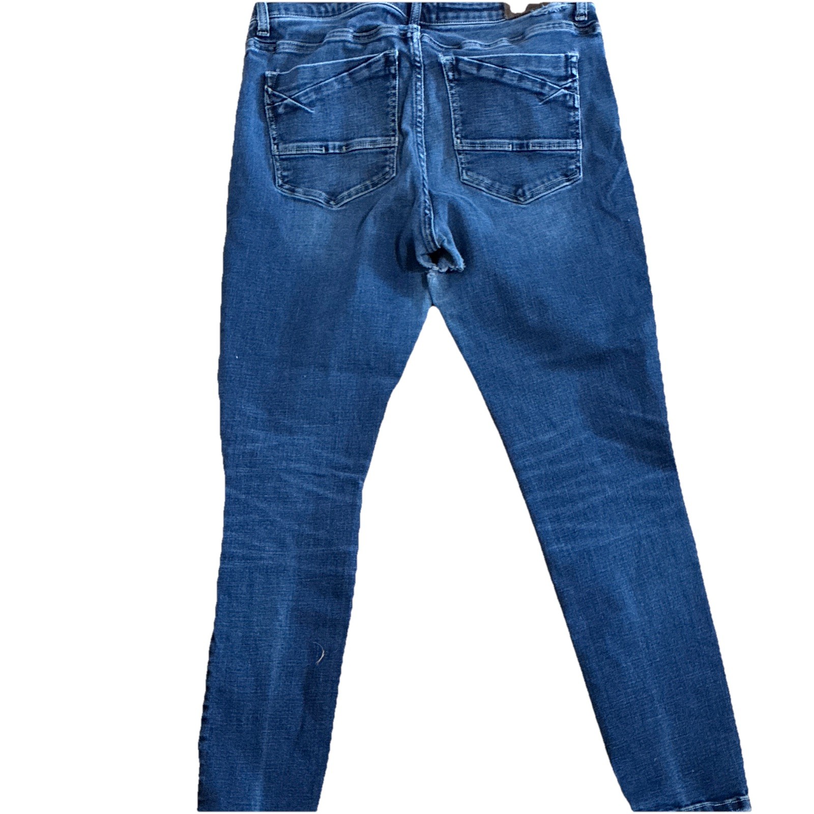 BKE Womens Mid-Rise Ankle Skinny Jeans Blue Medium Wash Distressed Stretch
