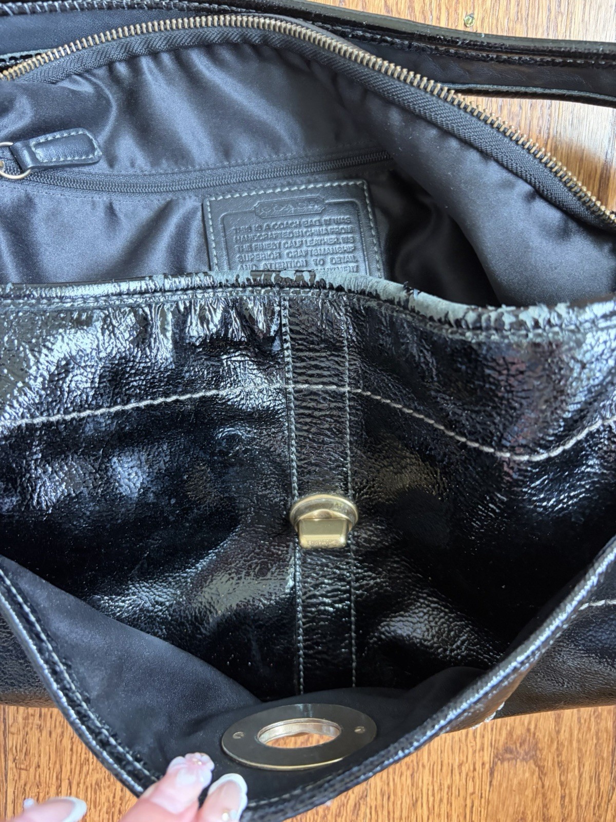 Coach Ergo Patent Leather Hobo Shoulder Bag Black Turnlock 11009 Vintage 2007