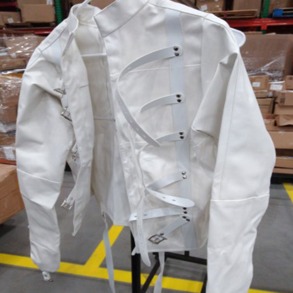 White Asylum Straight Jacket Costume S/M L/XL BODY HARNESS Restraint Armbinder