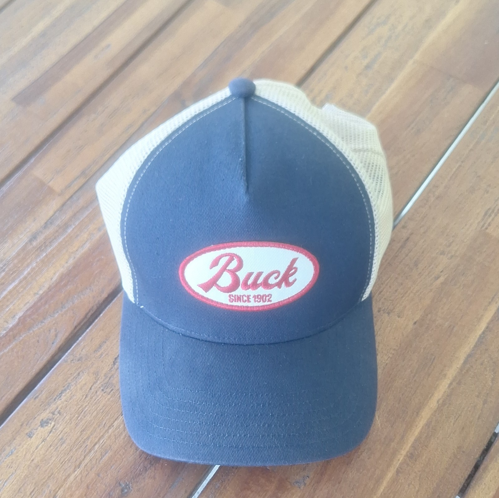 vintage Buck Knife Trucker Hat With Mesh And Snap Back