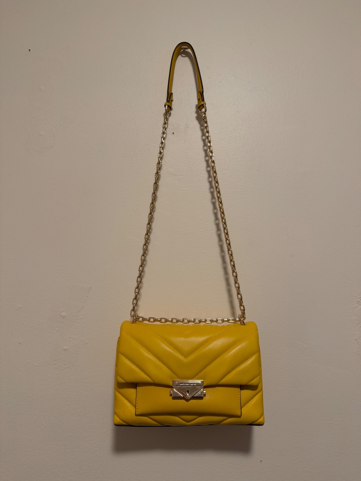 Michael Kors Cece Medium Convertible Chain Shoulder Bag Sunflower Yellow Leather